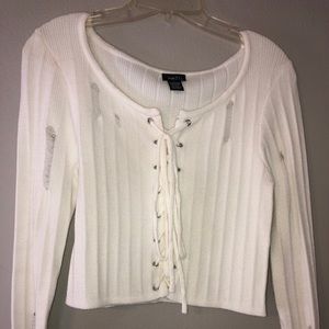 White Distressed Sweater